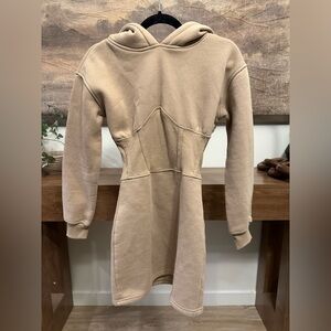 Windsor Beige Hooded Sweatshirt Dress